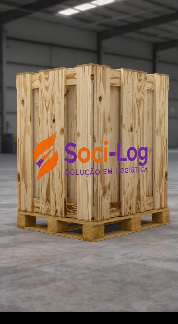 Embalagem de madeira SOCI-LOG paletizada, pronta para expedição